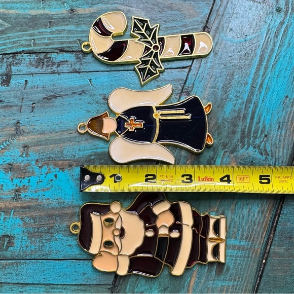 Vintage Stained Glass Ornaments Santa Angel Candy Cane Christmas Festive Holiday - Picture 6 of 7